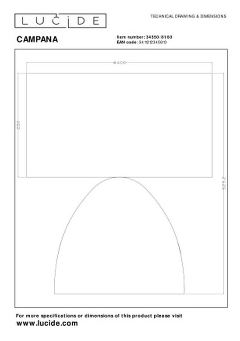 Lucide CAMPANA - Stolná lampa - 1xE27 - Transparent